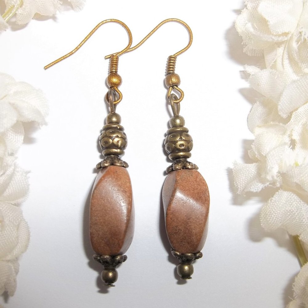 Brown Bronze Boho Earrings Set Dangle & Drop Bohemian Style Rustic Gift 5655